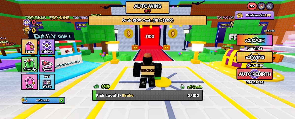 +1 Cash Grab in phone layout: the same HUD sized for a phone screen