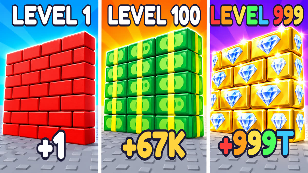 Cash Grab: money walls at level 1, 100 and 999