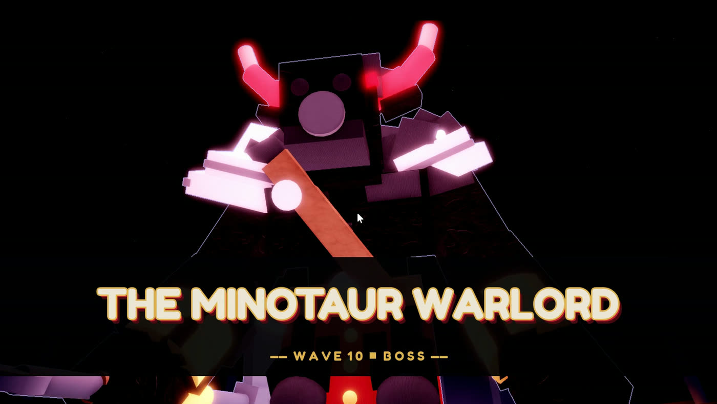 The boss cutscene's name card: THE MINOTAUR WARLORD